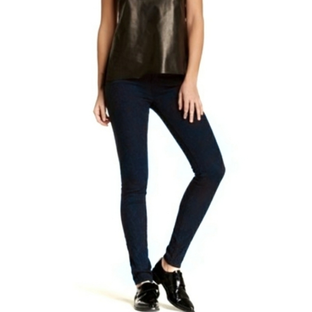 Vince Textured Brocade Skinny Jeans Navy Blue Size 24 Midrise Fall Winter Pants